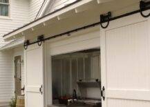 BBQ nook to house your grill with sliding barn doors.