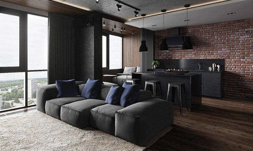 Gray and Black Indulgence: Indulgent Bachelor Pad in Kiev