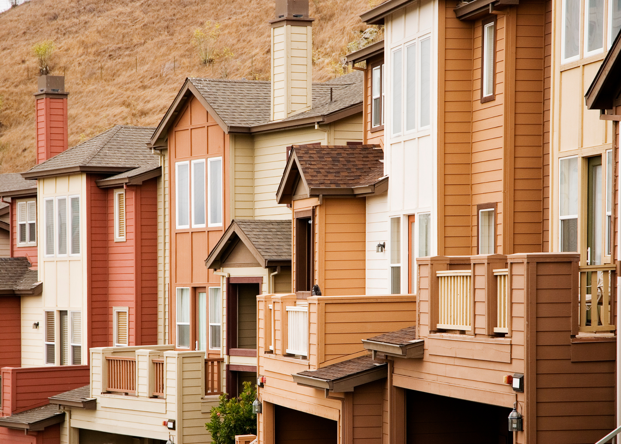 close up of exterior of rowhouses