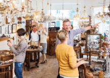 people shopping in antique store